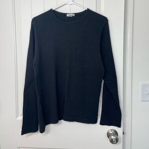 EUC Jockey‎ women’s solid black crewcut 100% cotton long sleeve shirt top XL
